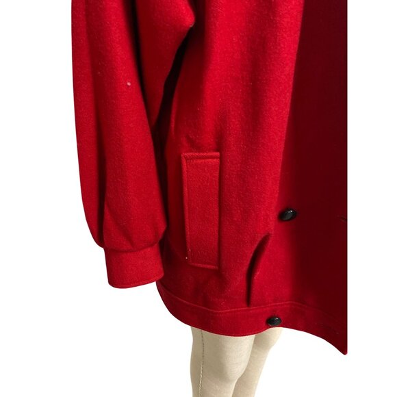 Vintage 1980s International Scene Red Pure Wool Double-Breasted Coat - Picture 2 of 16